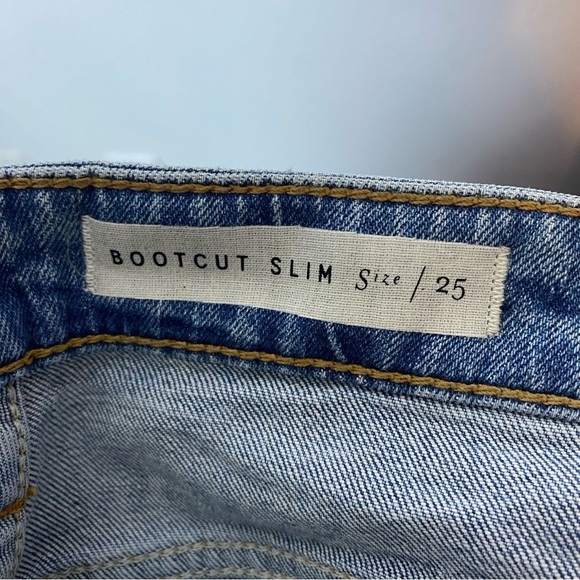 Pilcro & The Letterpress Anthro Sz 25 Boot Cut Slim Side Slits Denim Pants - Picture 9 of 10